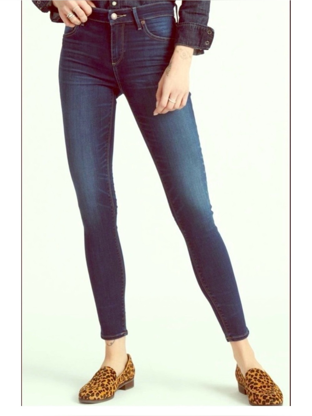 LUCKY BRAND WOMEN BROOKE LEGGING JEAN 4/27 DARK WASH MID RISE RETRO Y2K PRISTINE